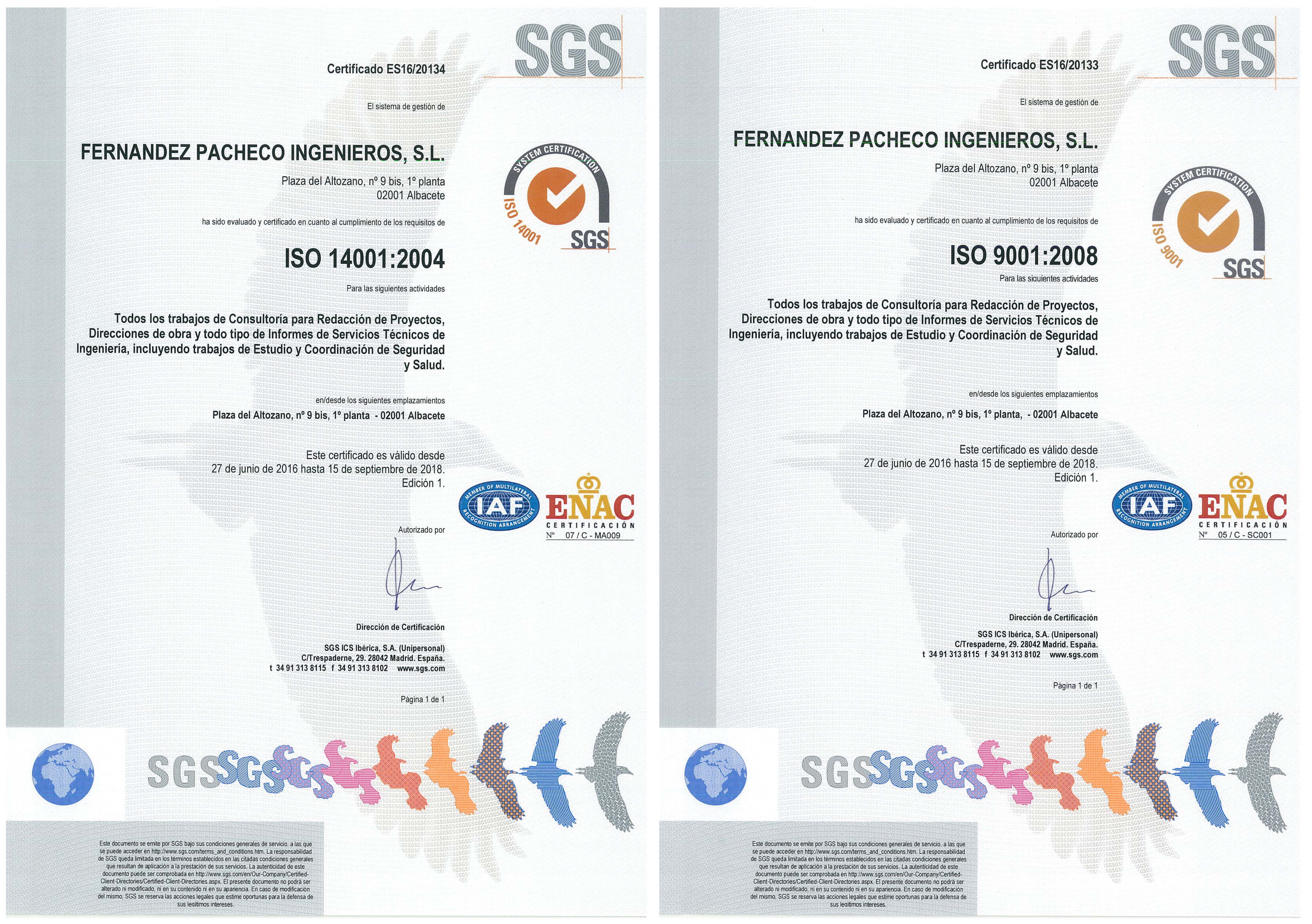 Certificado Sistema de Gestión Ambiental ISO 14001